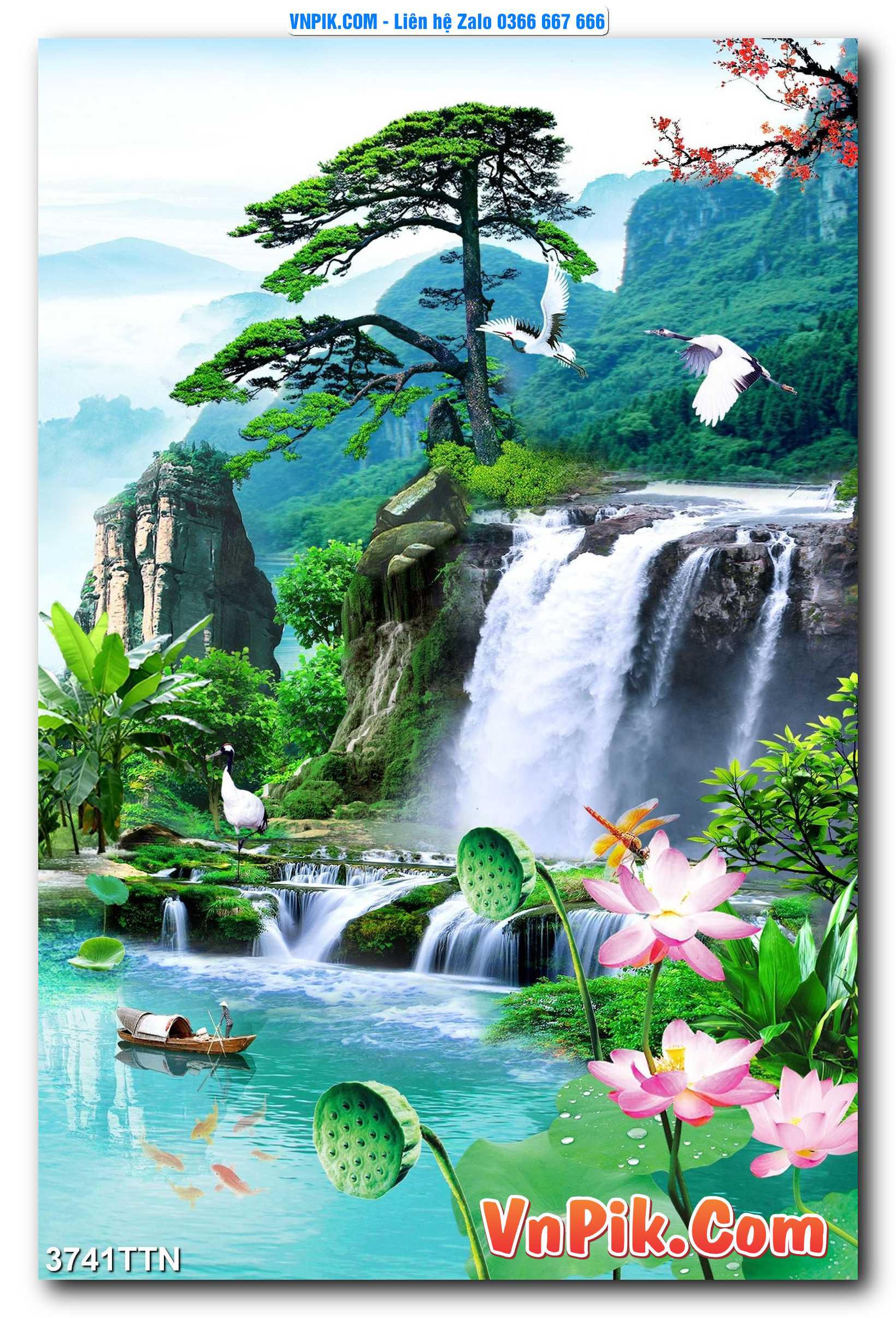 Tranh thác nước – Tranh phong thủy – Tranh treo tường mã 3741TTN