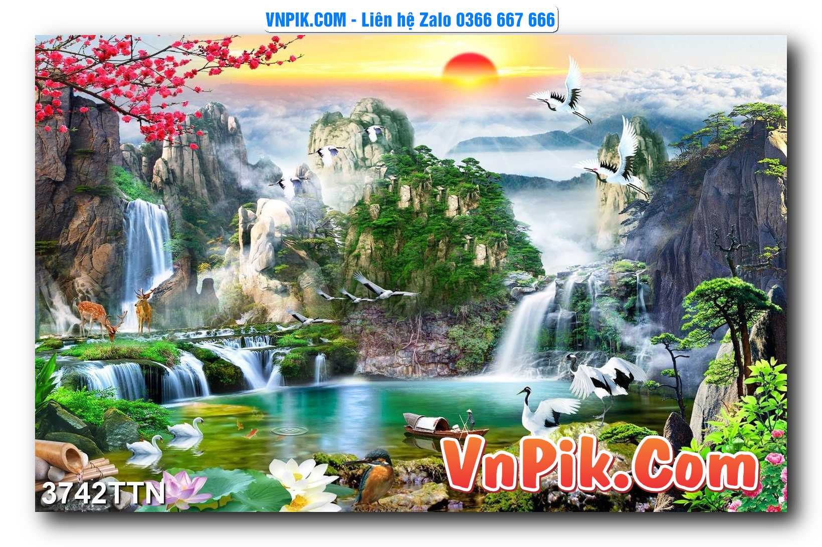 Tranh thác nước – Tranh phong thủy – Tranh treo tường mã 3742TTN