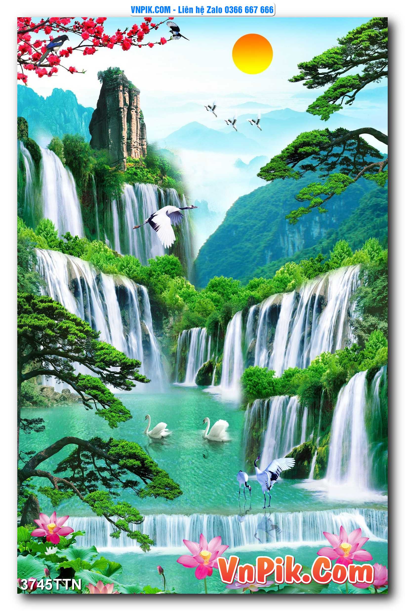Tranh thác nước – Tranh phong thủy – Tranh treo tường mã 3745TTN