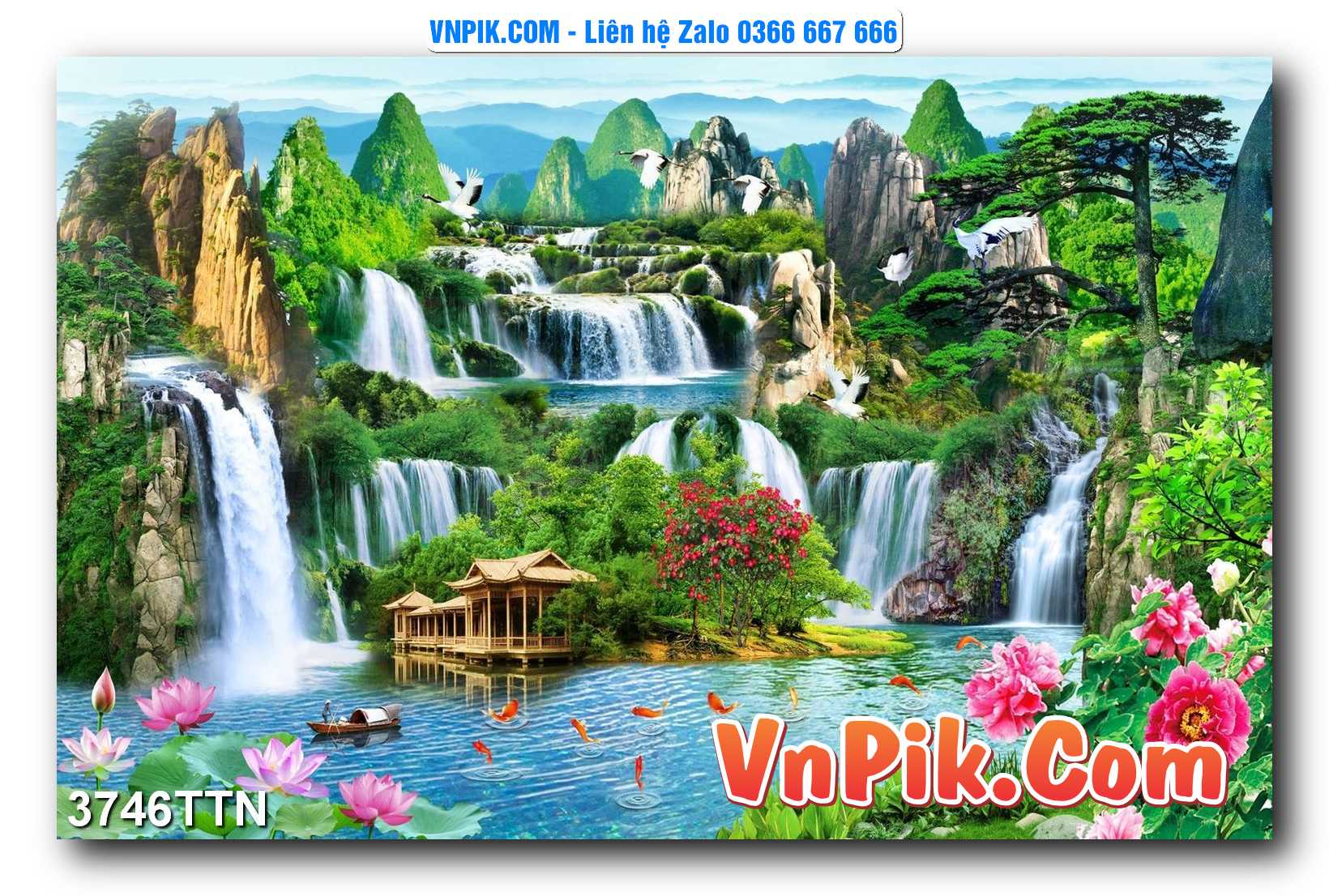 Tranh thác nước – Tranh phong thủy – Tranh treo tường mã 3746TTN
