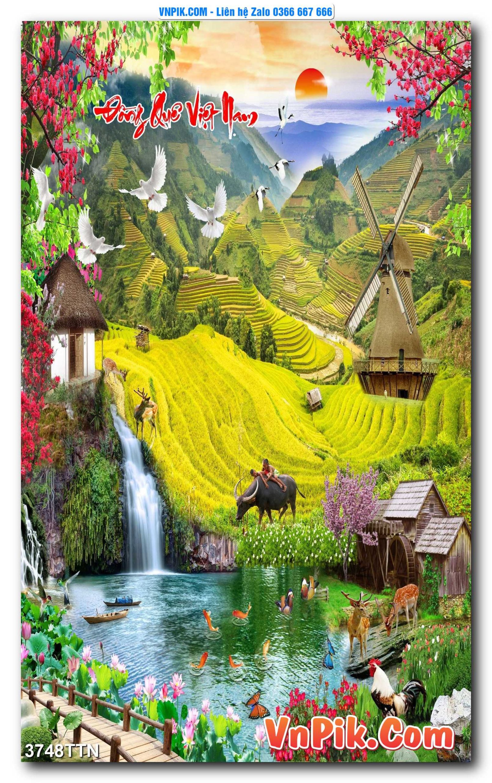 Tranh thác nước – Tranh phong thủy – Tranh treo tường mã 3748TTN