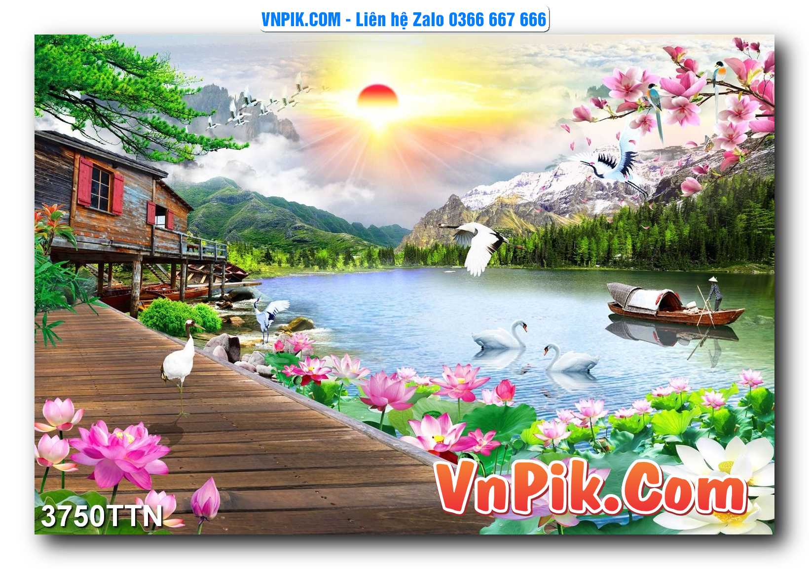 Tranh thác nước – Tranh phong thủy – Tranh treo tường mã 3750TTN
