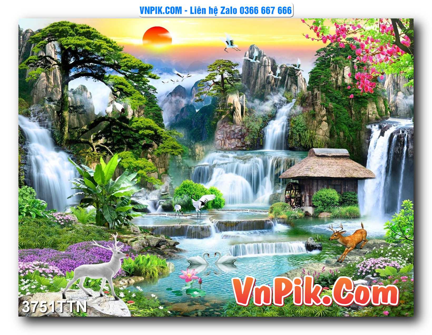 Tranh thác nước – Tranh phong thủy – Tranh treo tường mã 3751TTN