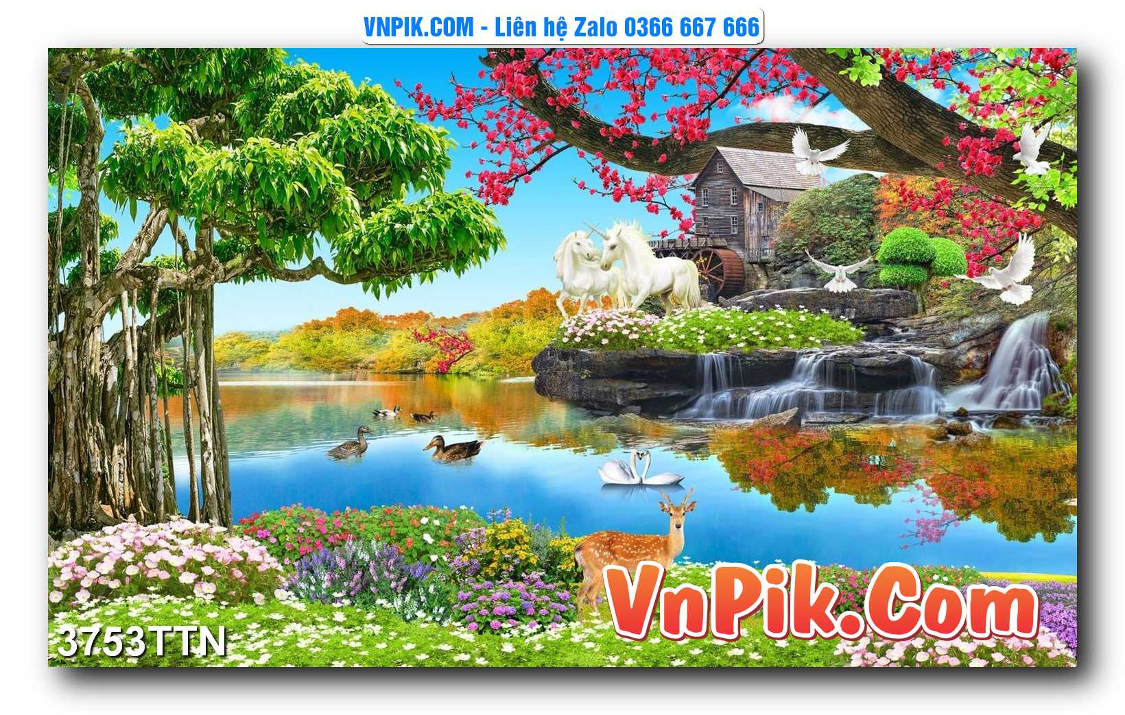 Tranh thác nước – Tranh phong thủy – Tranh treo tường mã 3753TTN