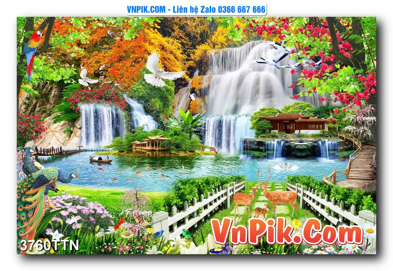 Tranh thác nước – Tranh phong thủy – Tranh treo tường mã 3760TTN