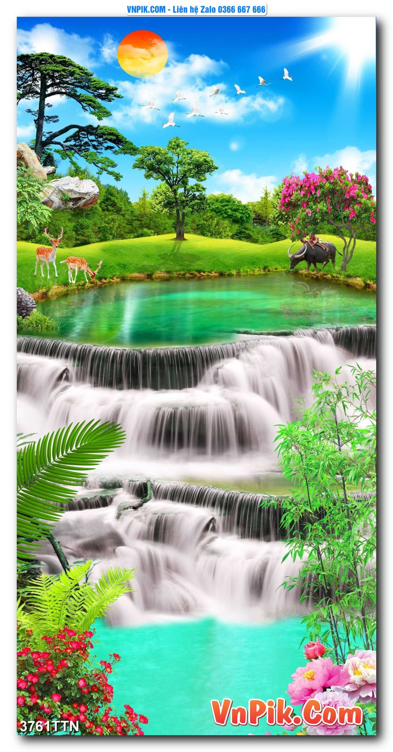 Tranh thác nước – Tranh phong thủy – Tranh treo tường mã 3761TTN