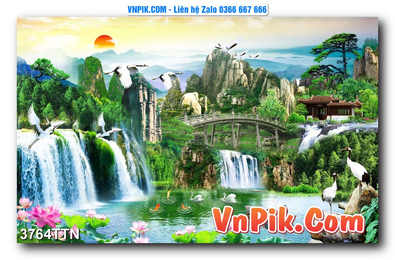 Tranh thác nước – Tranh phong thủy – Tranh treo tường mã 3764TTN