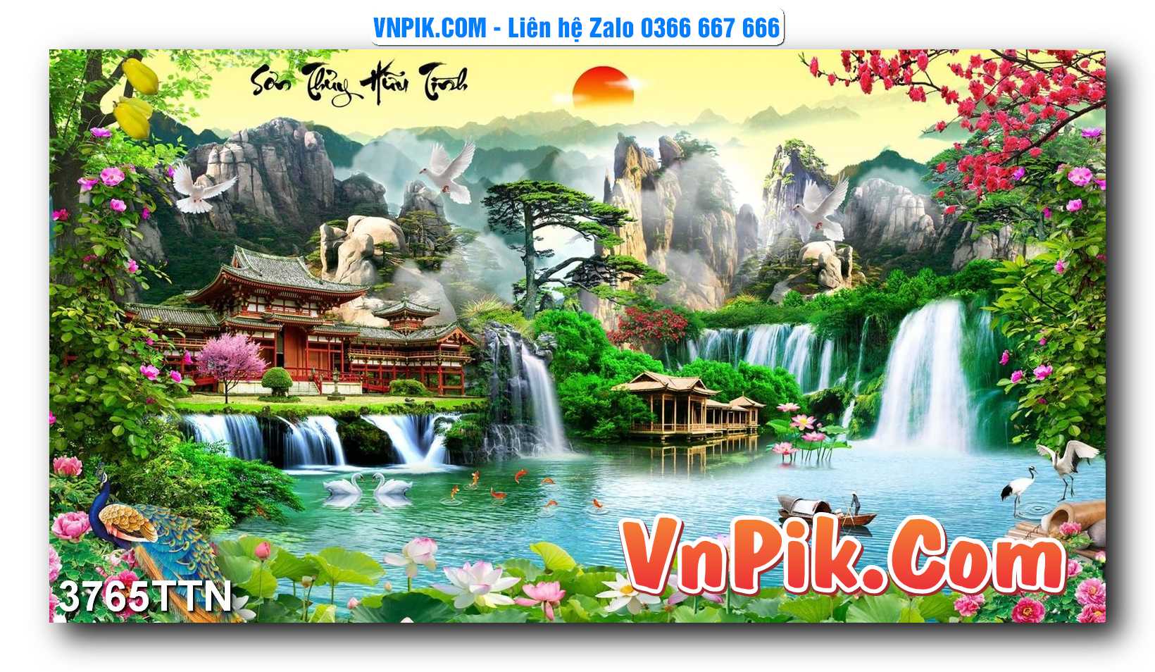 Tranh thác nước – Tranh phong thủy – Tranh treo tường mã 3765TTN
