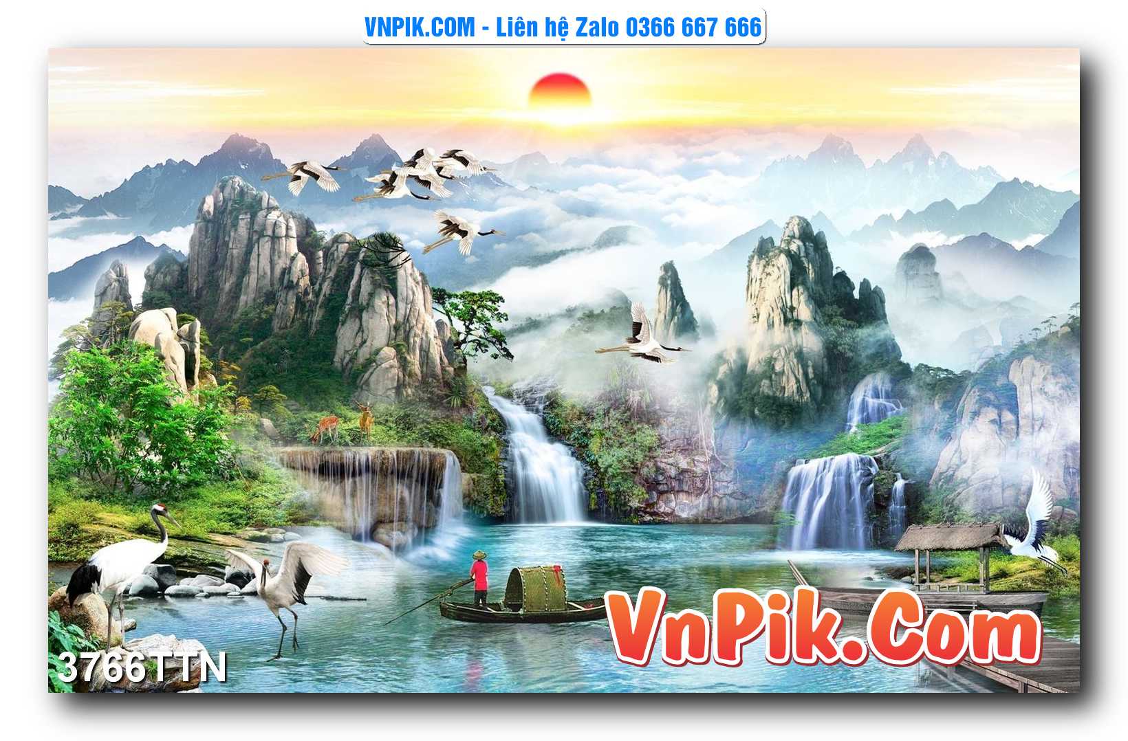 Tranh thác nước – Tranh phong thủy – Tranh treo tường mã 3766TTN