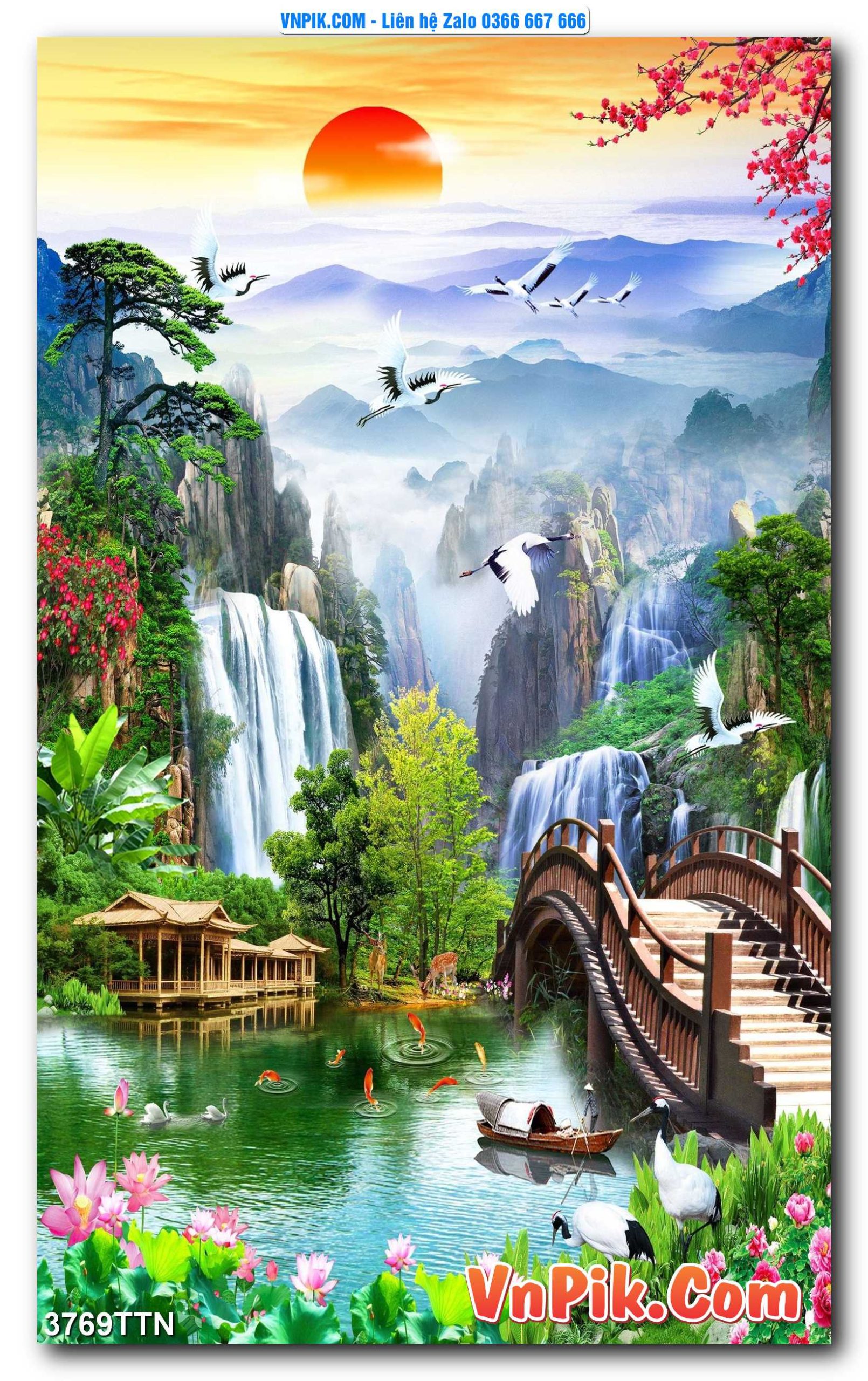 Tranh thác nước – Tranh phong thủy – Tranh treo tường mã 3769TTN