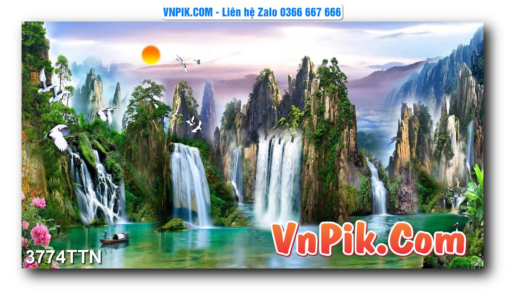 Tranh thác nước – Tranh phong thủy – Tranh treo tường mã 3774TTN