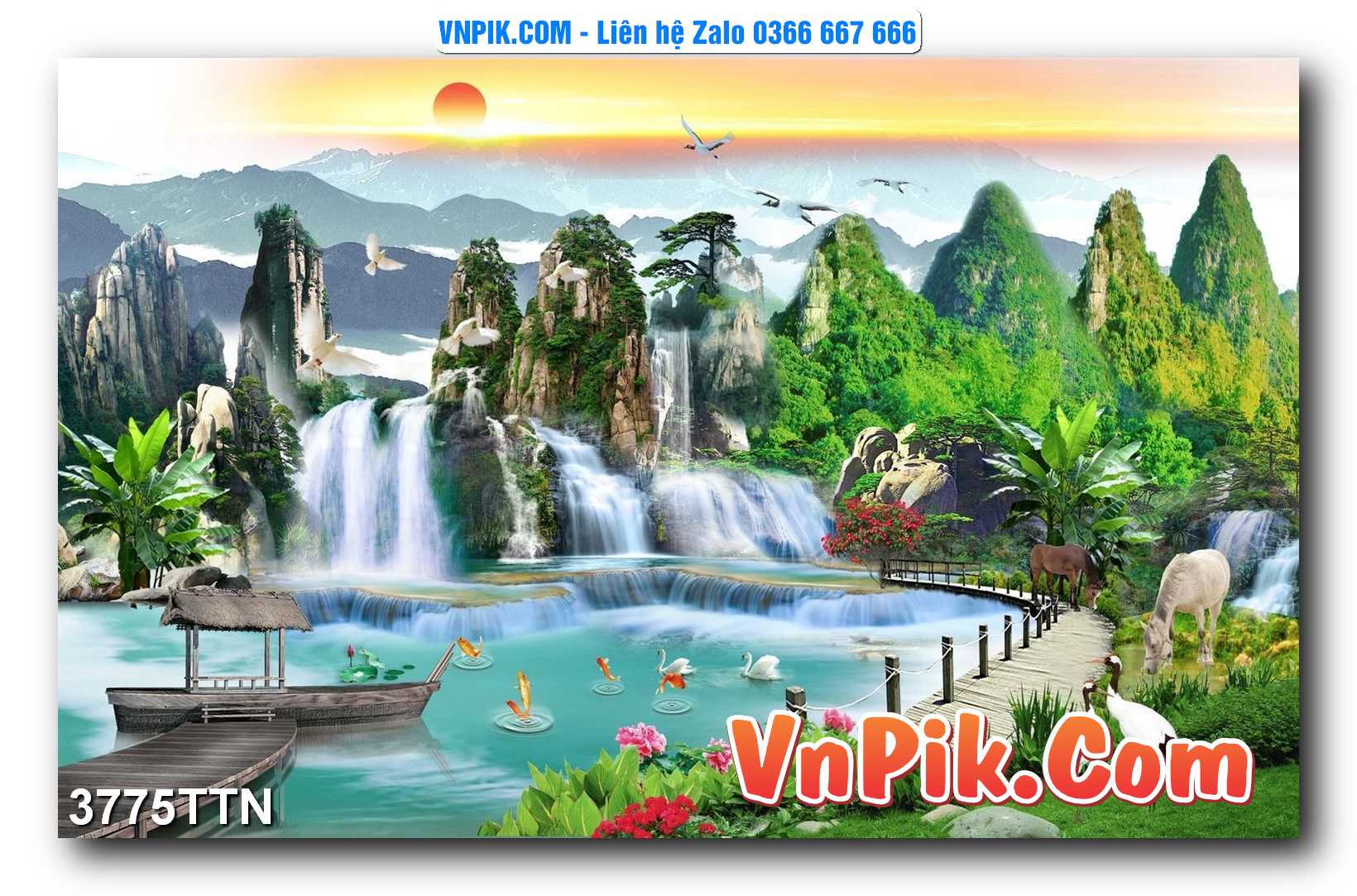 Tranh thác nước – Tranh phong thủy – Tranh treo tường mã 3775TTN