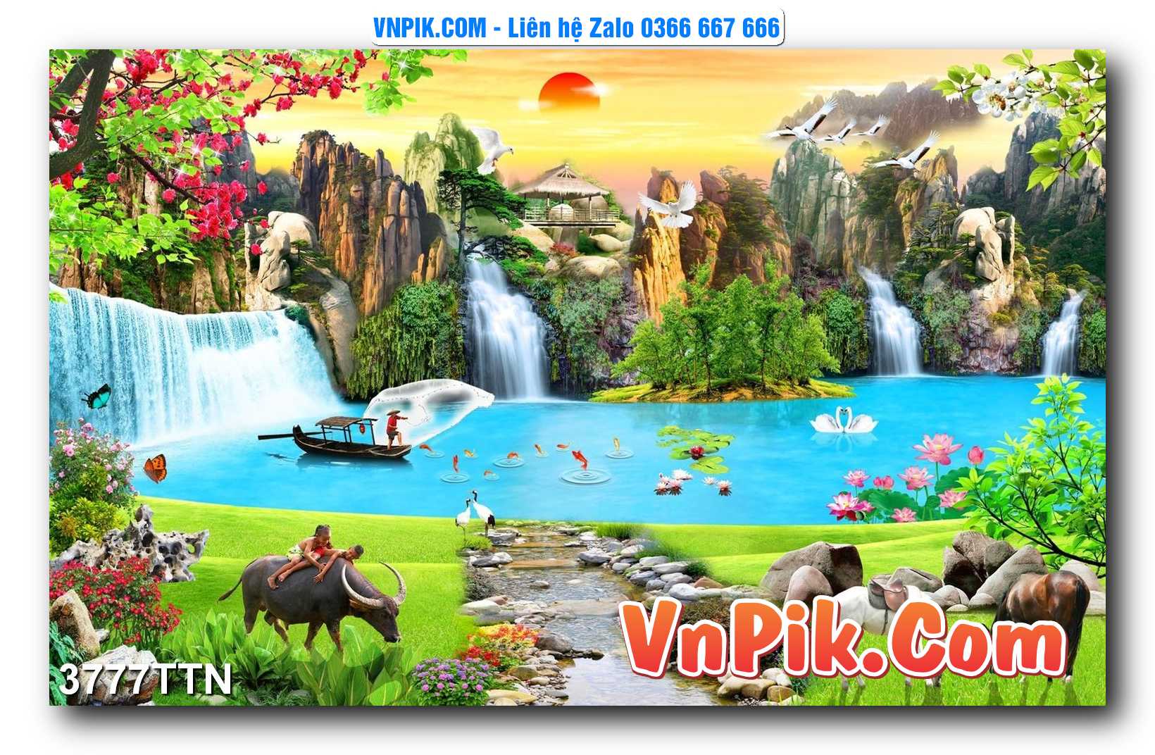 Tranh thác nước – Tranh phong thủy – Tranh treo tường mã 3777TTN