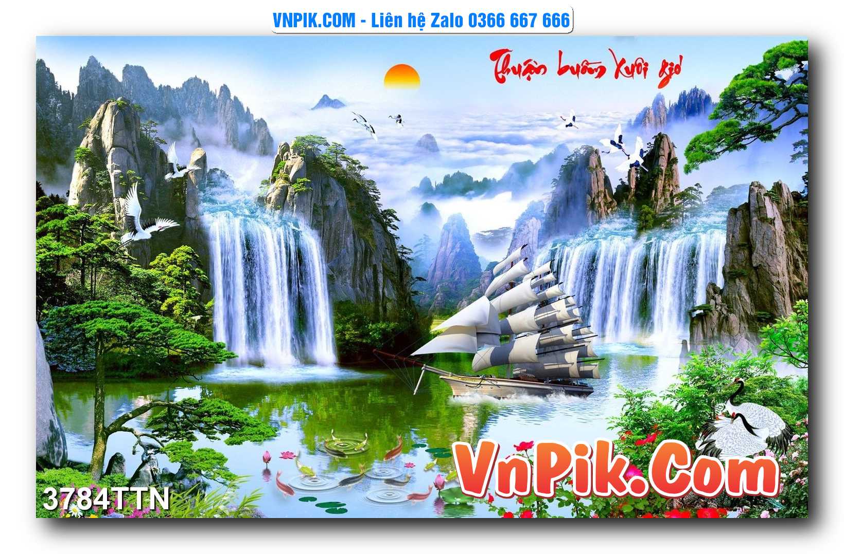 Tranh thác nước – Tranh phong thủy – Tranh treo tường mã 3784TTN