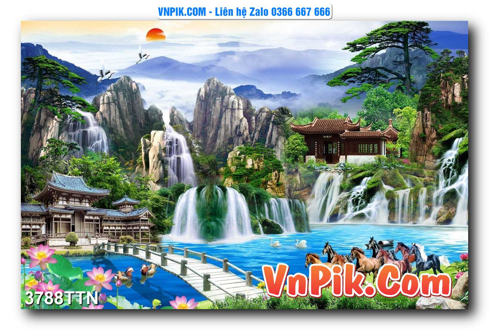 Tranh thác nước – Tranh phong thủy – Tranh treo tường mã 3788TTN