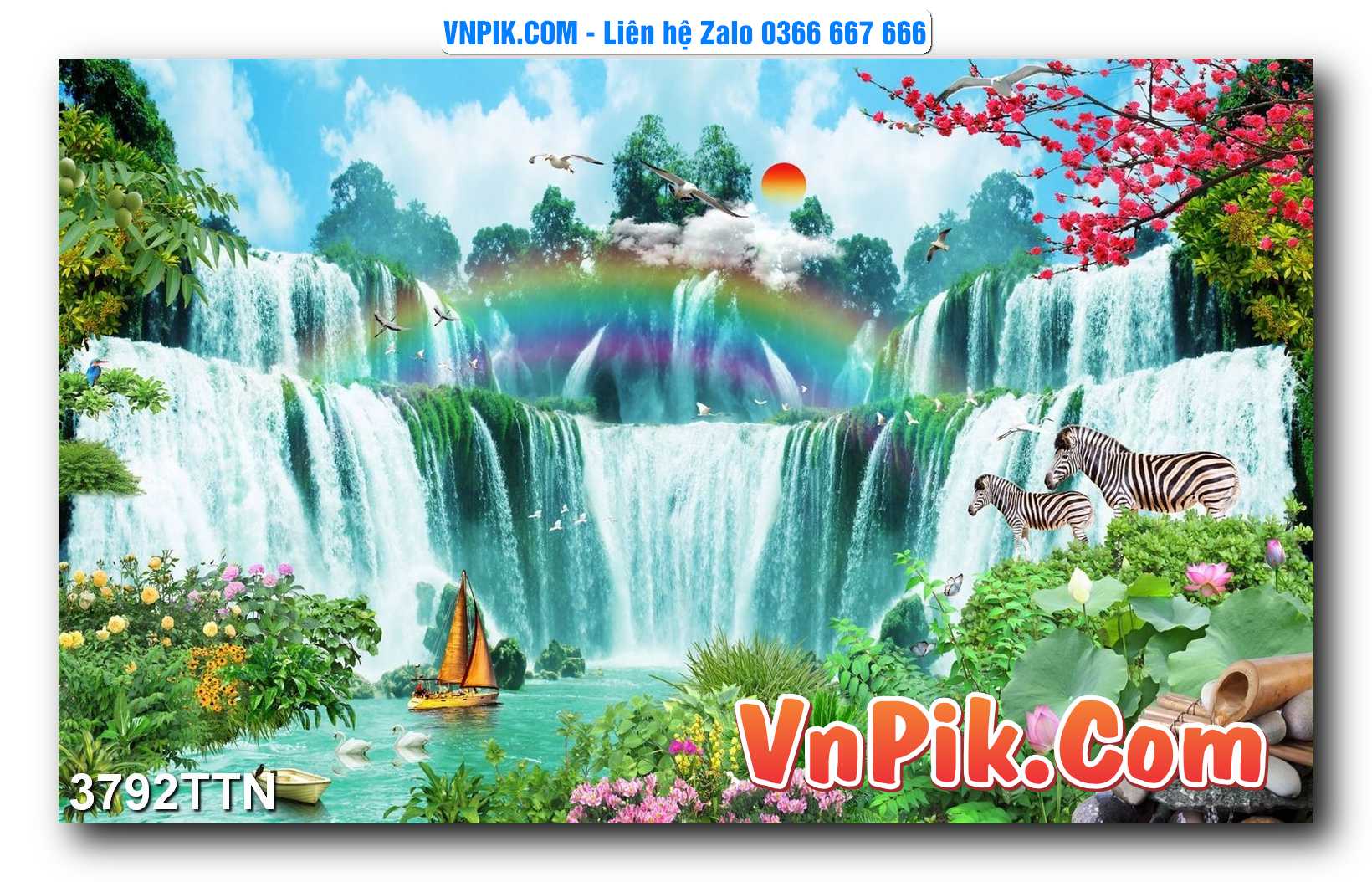 Tranh thác nước – Tranh phong thủy – Tranh treo tường mã 3792TTN
