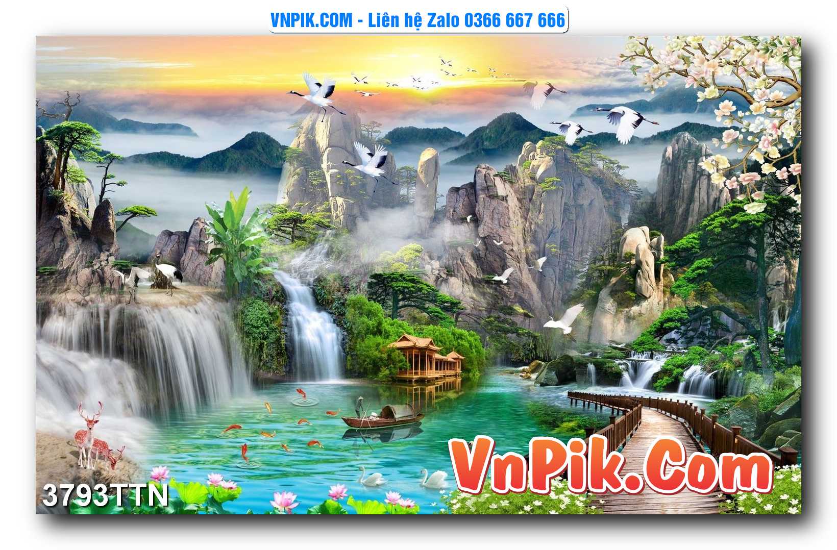 Tranh thác nước – Tranh phong thủy – Tranh treo tường mã 3793TTN