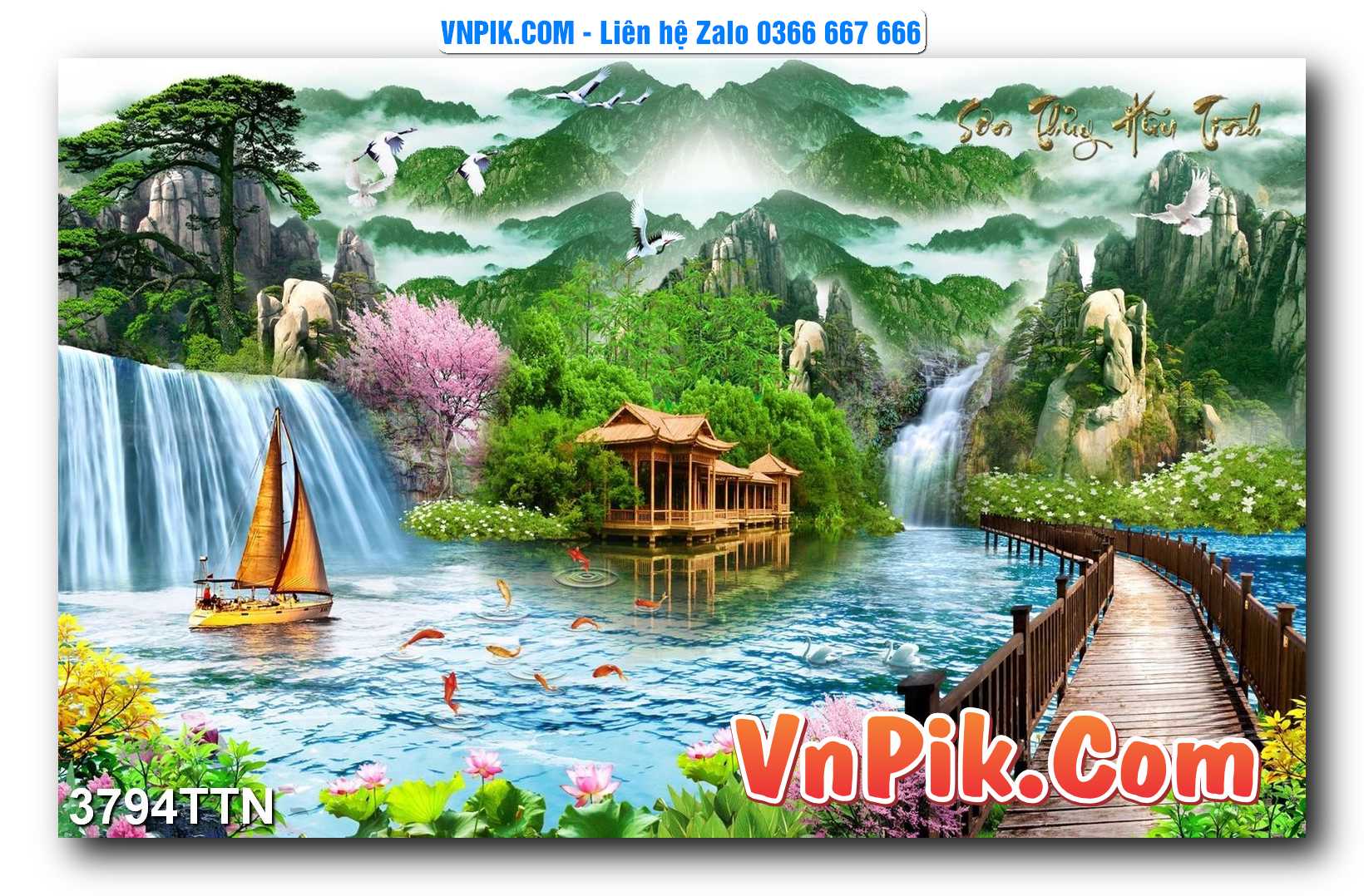 Tranh thác nước – Tranh phong thủy – Tranh treo tường mã 3794TTN