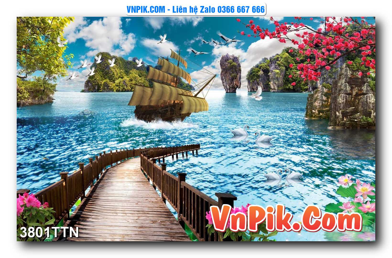 Tranh thác nước – Tranh phong thủy – Tranh treo tường mã 3801TTN