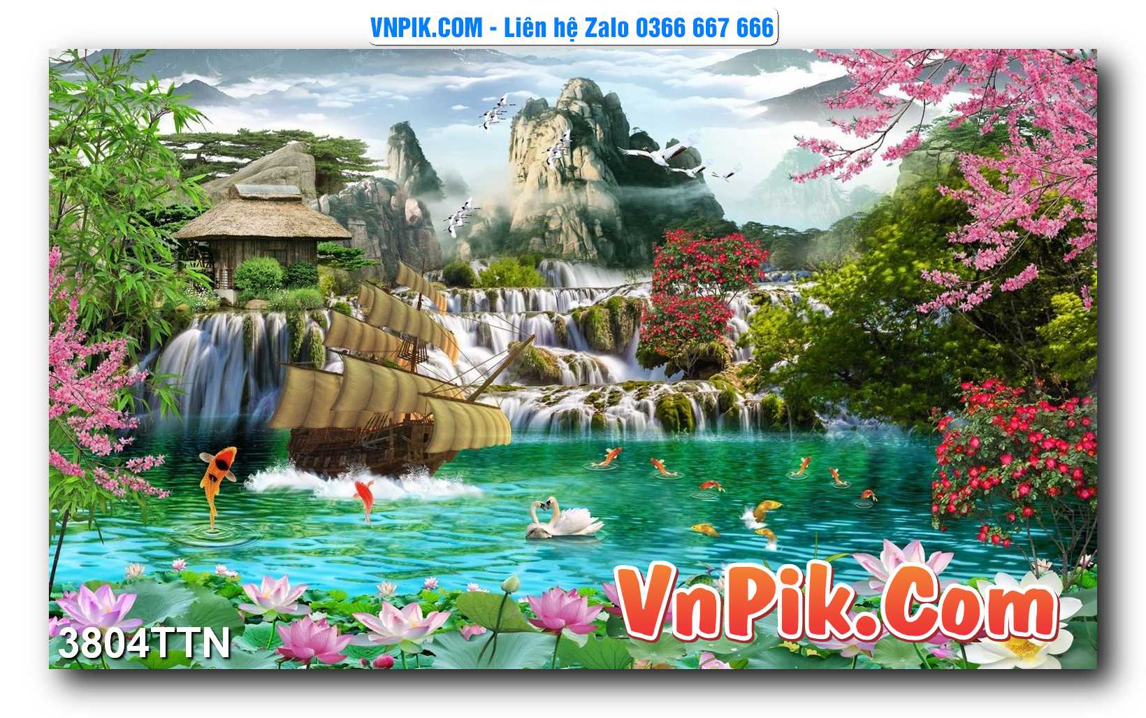 Tranh thác nước – Tranh phong thủy – Tranh treo tường mã 3804TTN