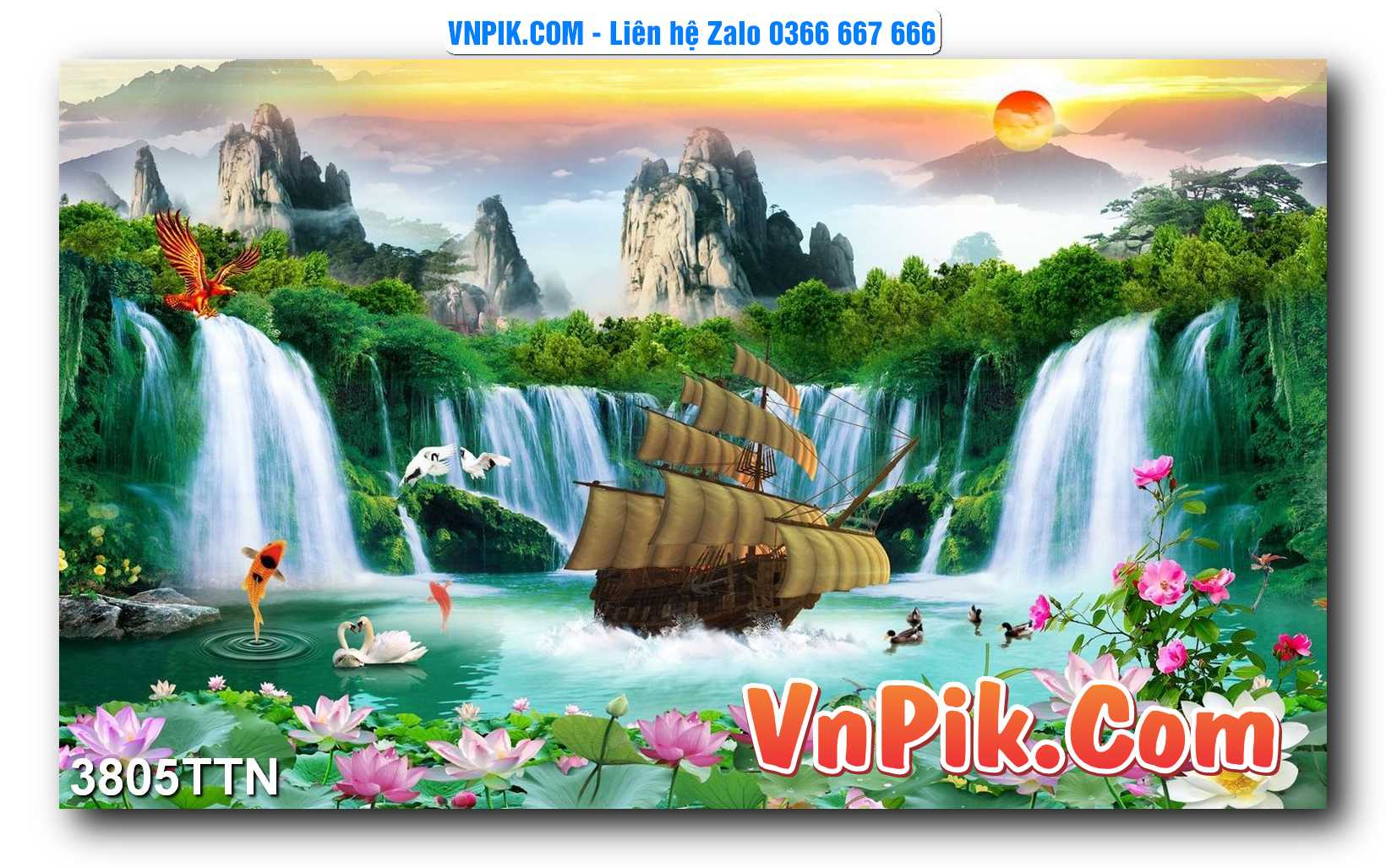 Tranh thác nước – Tranh phong thủy – Tranh treo tường mã 3805TTN
