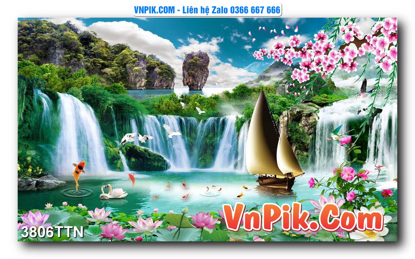 Tranh thác nước – Tranh phong thủy – Tranh treo tường mã 3806TTN