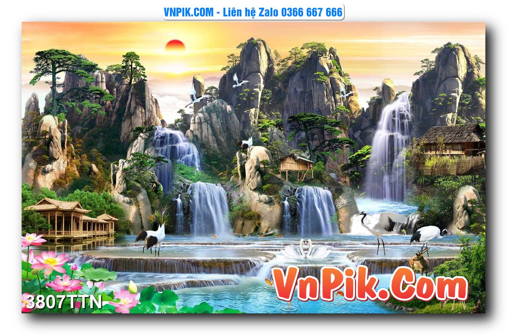 Tranh thác nước – Tranh phong thủy – Tranh treo tường mã 3807TTN
