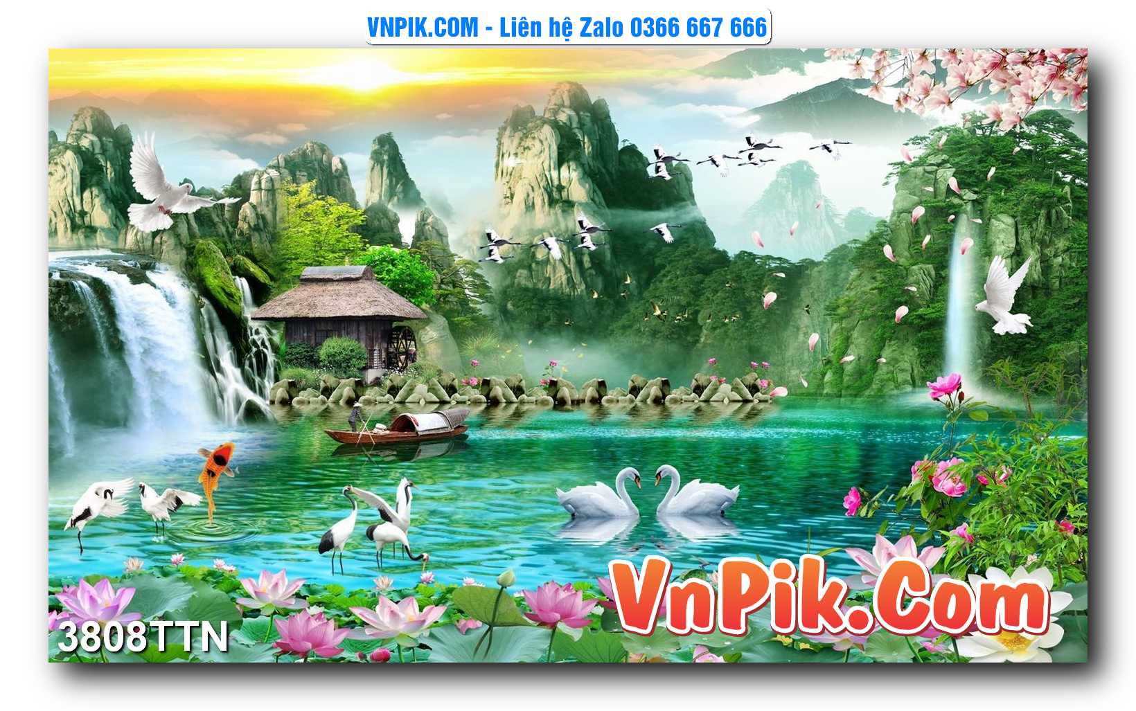 Tranh thác nước – Tranh phong thủy – Tranh treo tường mã 3808TTN
