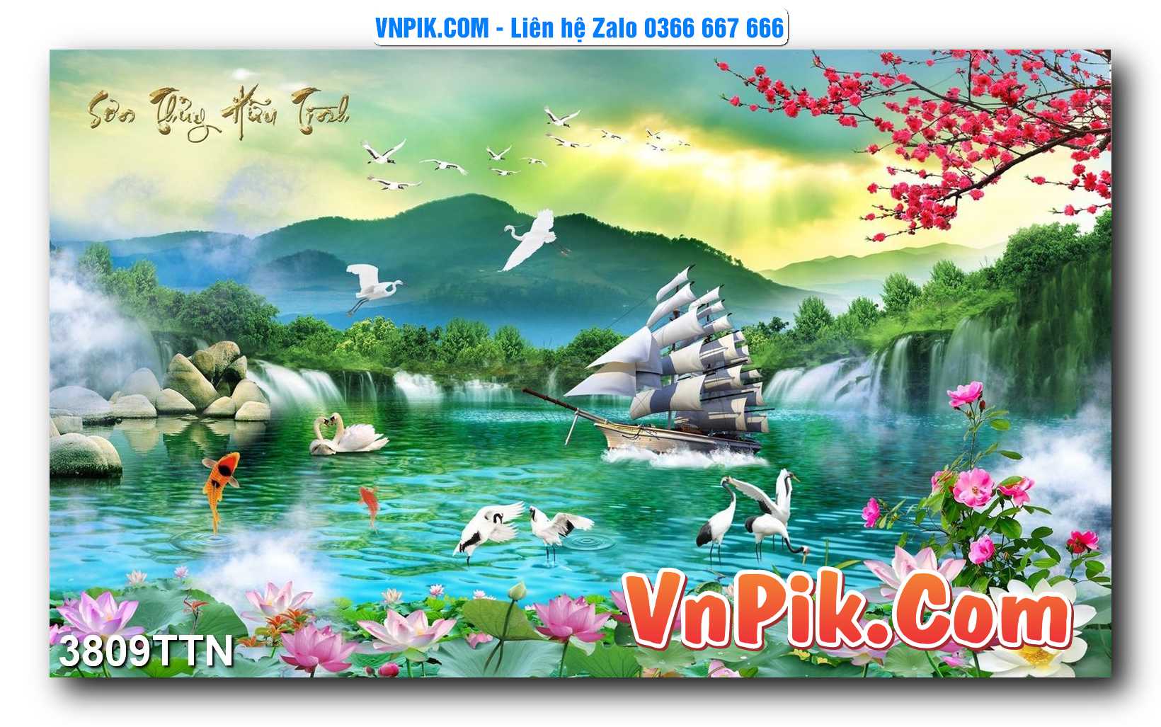 Tranh thác nước – Tranh phong thủy – Tranh treo tường mã 3809TTN