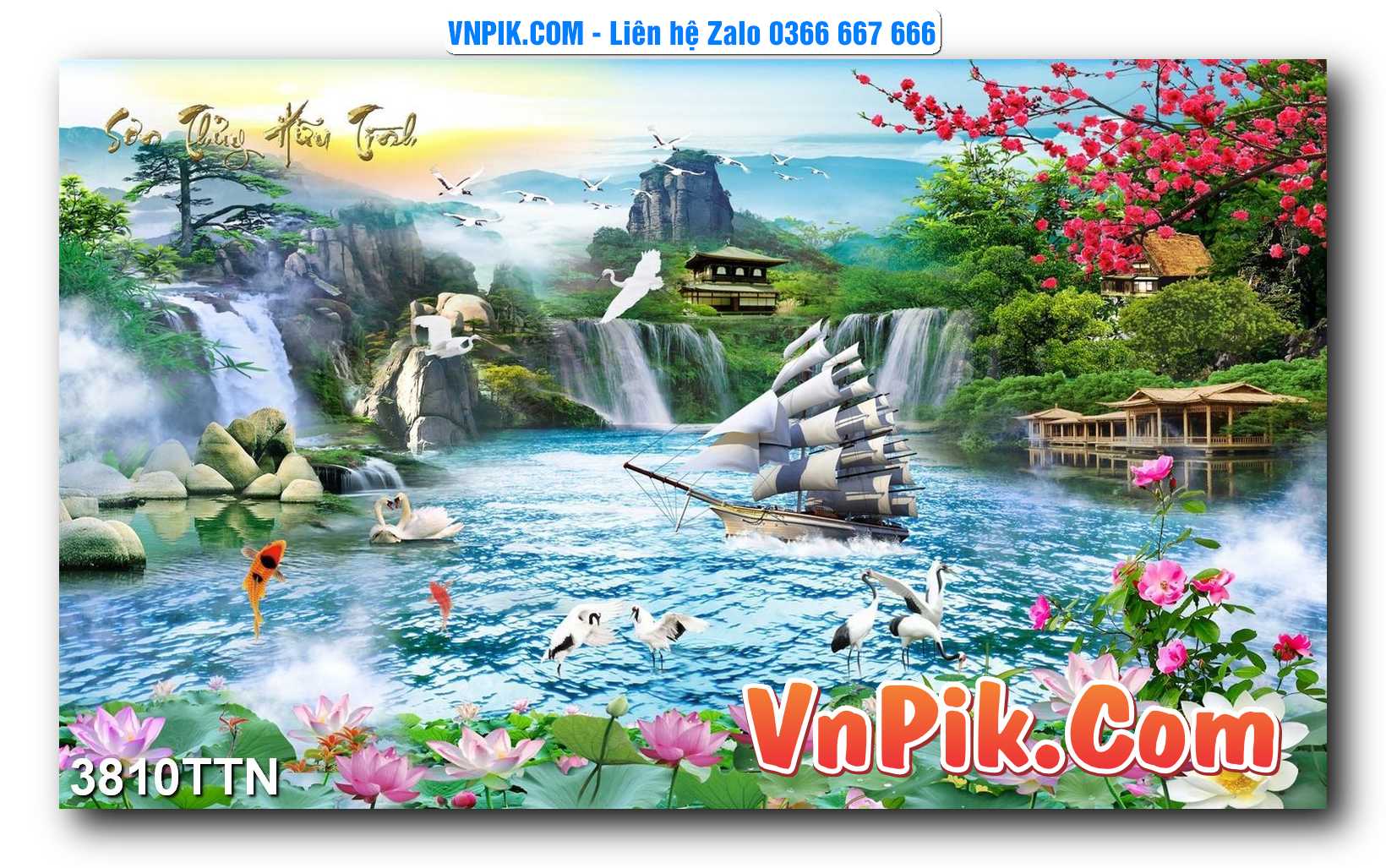 Tranh thác nước – Tranh phong thủy – Tranh treo tường mã 3810TTN