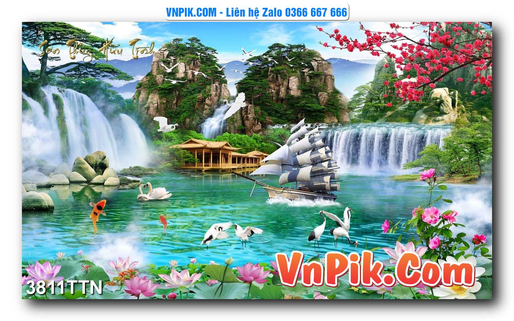 Tranh thác nước – Tranh phong thủy – Tranh treo tường mã 3811TTN
