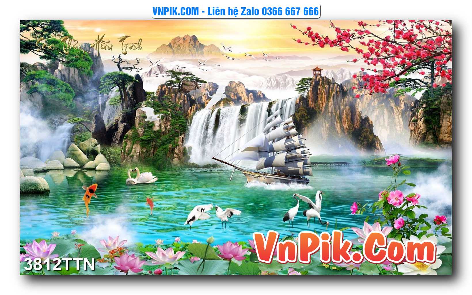 Tranh thác nước – Tranh phong thủy – Tranh treo tường mã 3812TTN