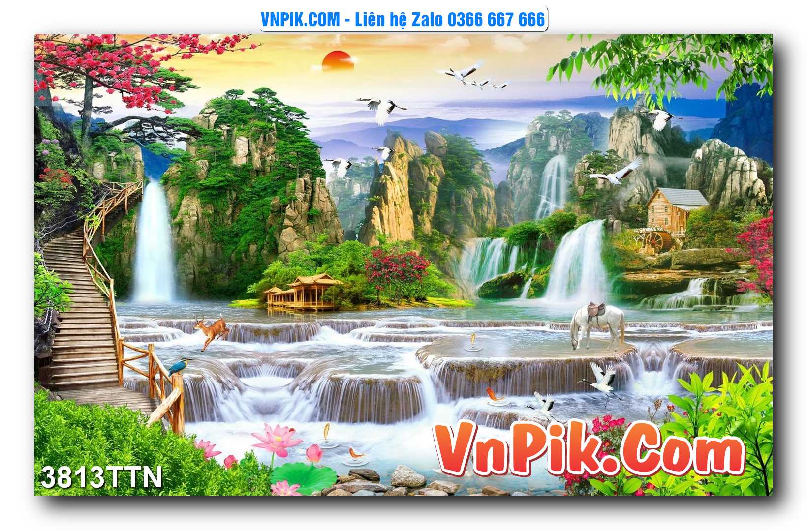Tranh thác nước – Tranh phong thủy – Tranh treo tường mã 3813TTN