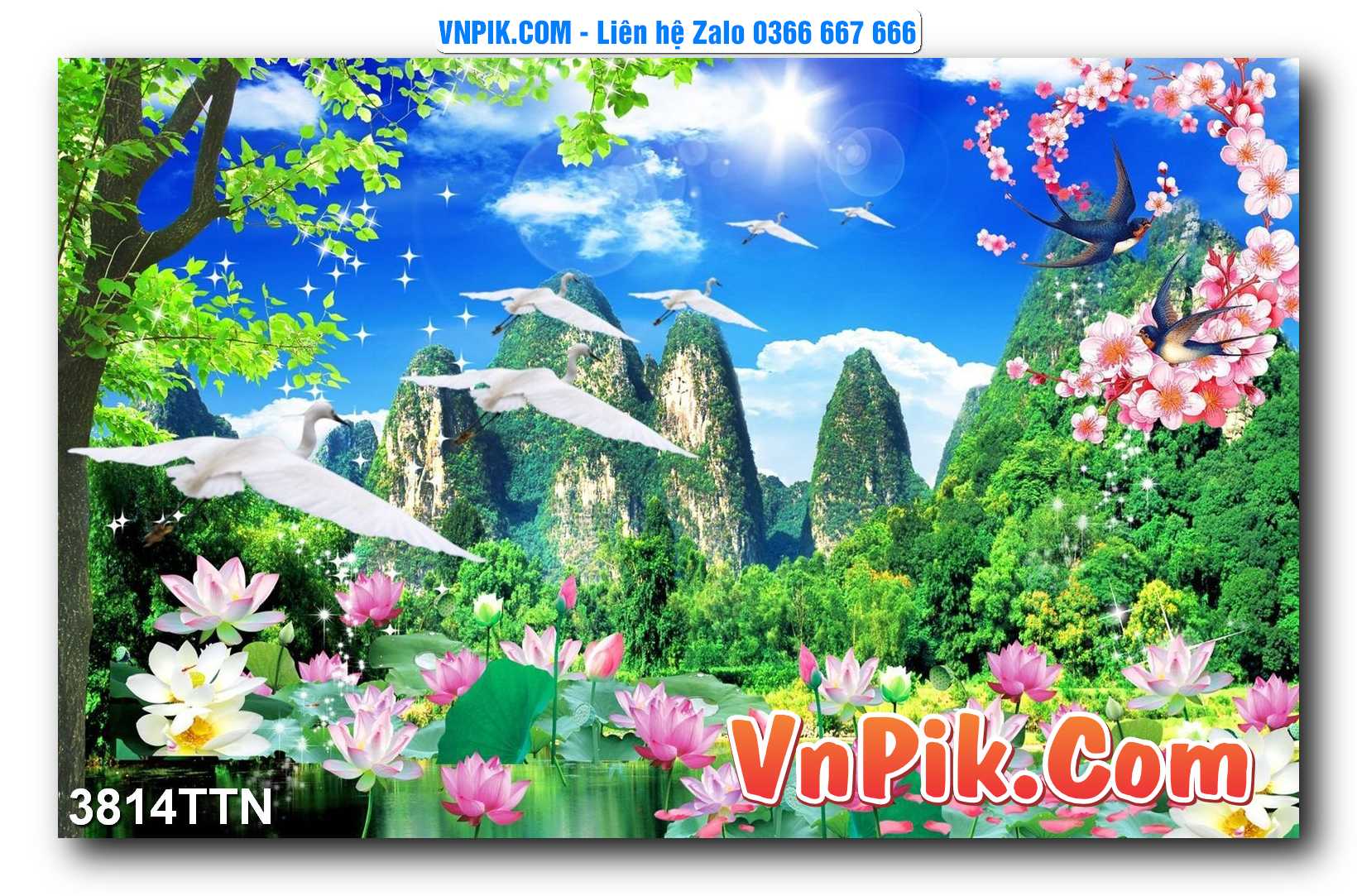 Tranh thác nước – Tranh phong thủy – Tranh treo tường mã 3814TTN