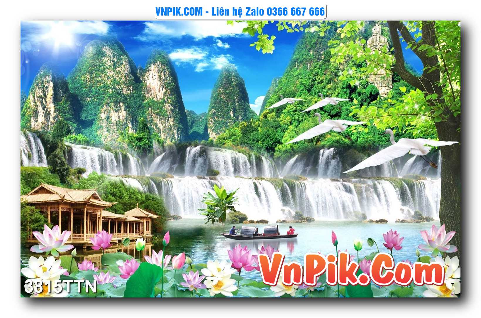 Tranh thác nước – Tranh phong thủy – Tranh treo tường mã 3815TTN