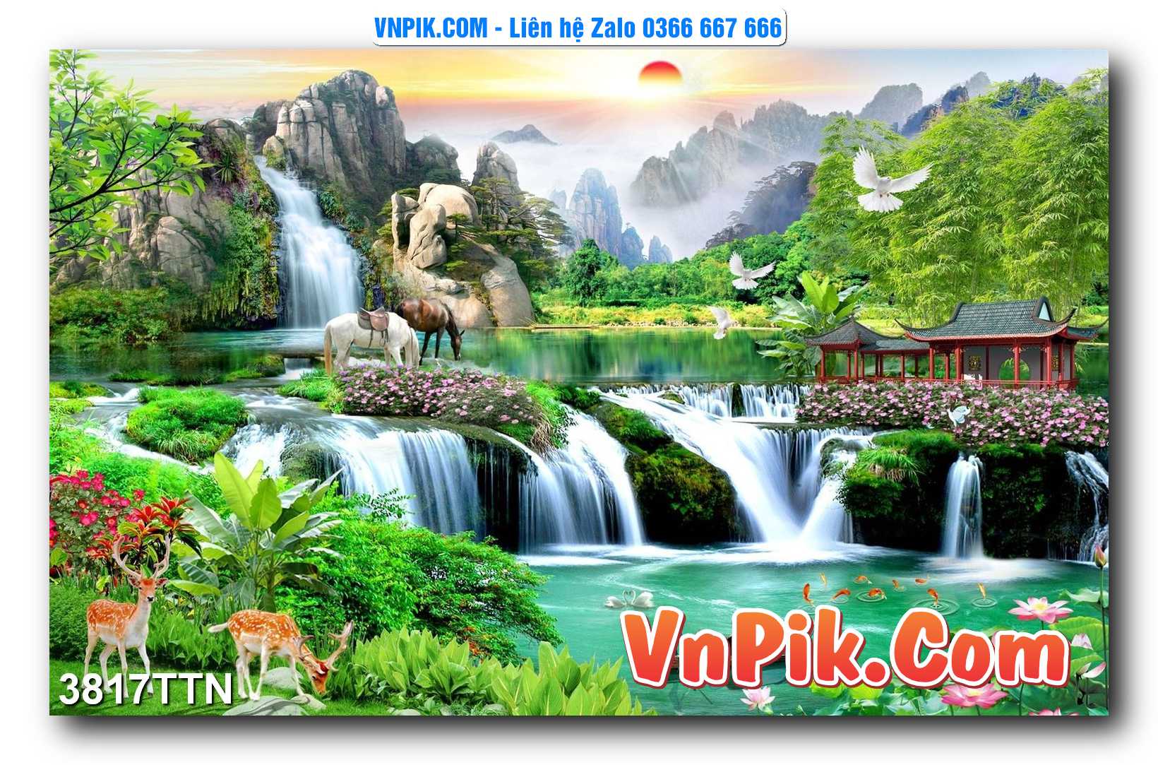Tranh thác nước – Tranh phong thủy – Tranh treo tường mã 3817TTN