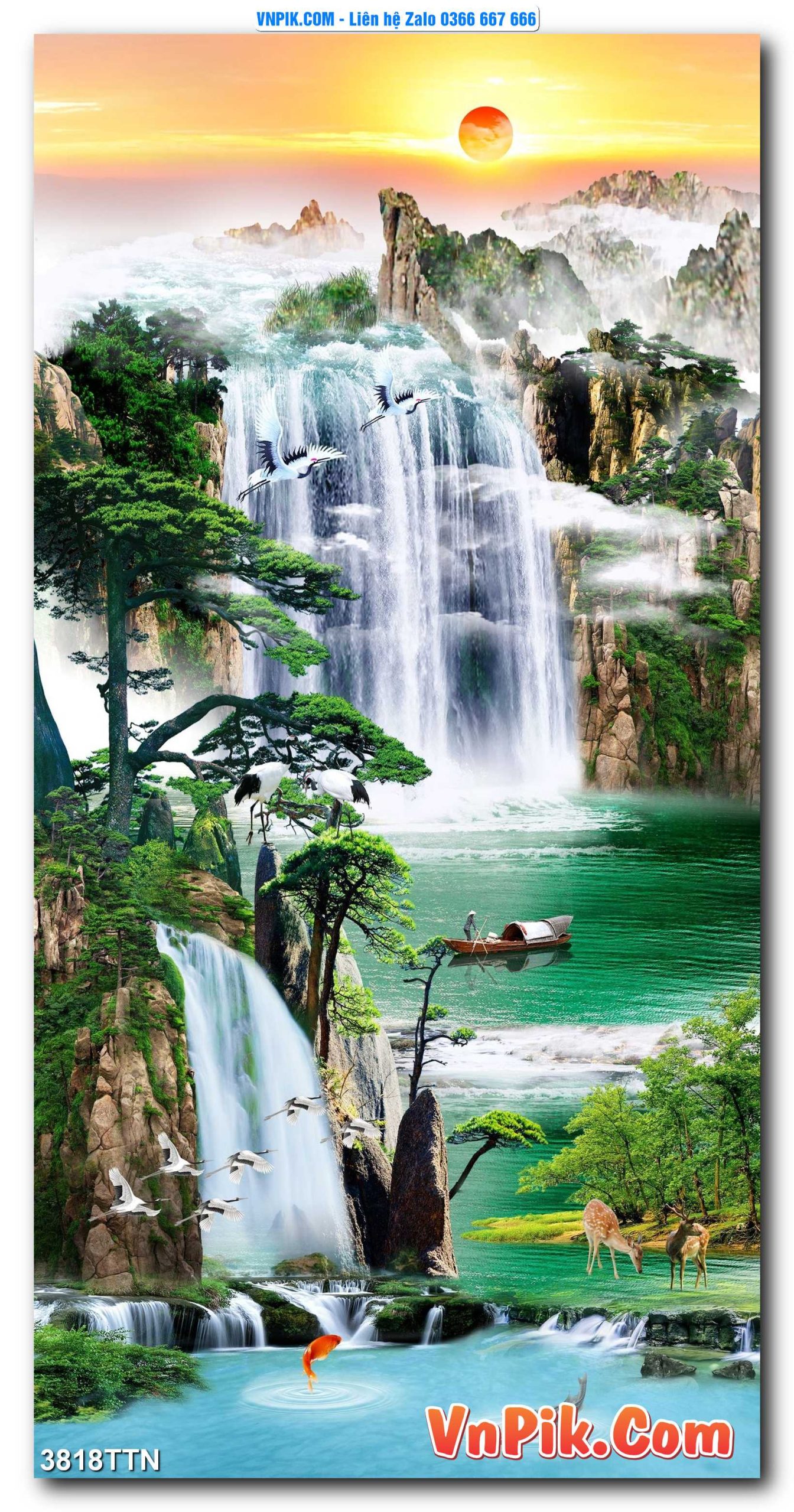 Tranh thác nước – Tranh phong thủy – Tranh treo tường mã 3818TTN