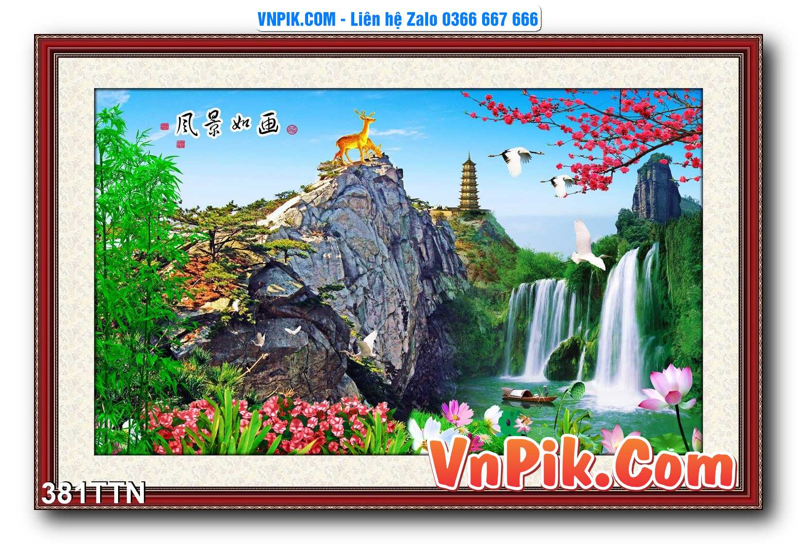 Tranh thác nước – Tranh phong thủy – Tranh treo tường mã 381TTN