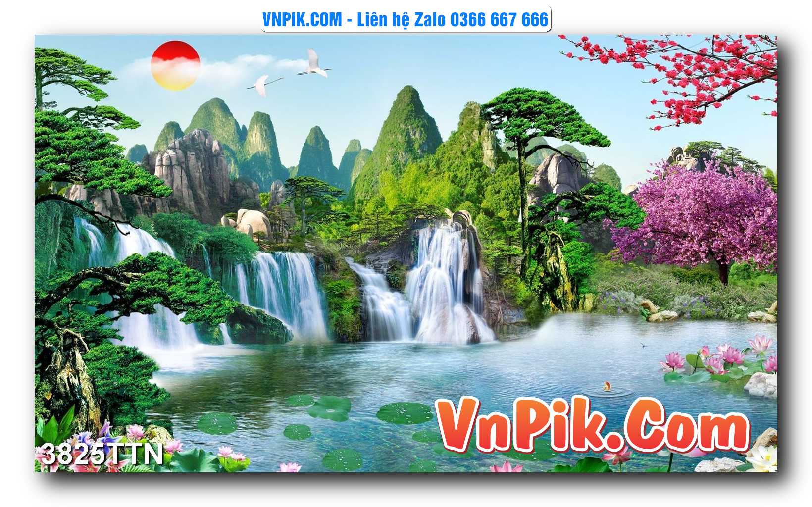 Tranh thác nước – Tranh phong thủy – Tranh treo tường mã 3825TTN