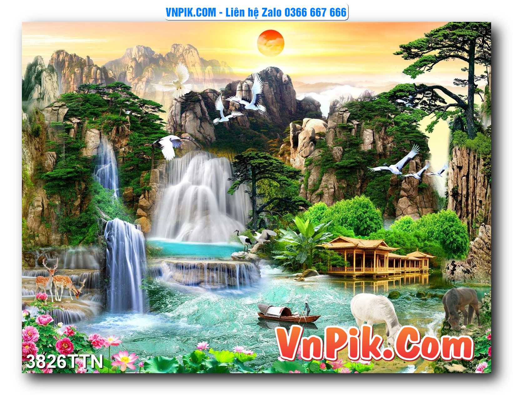 Tranh thác nước – Tranh phong thủy – Tranh treo tường mã 3826TTN