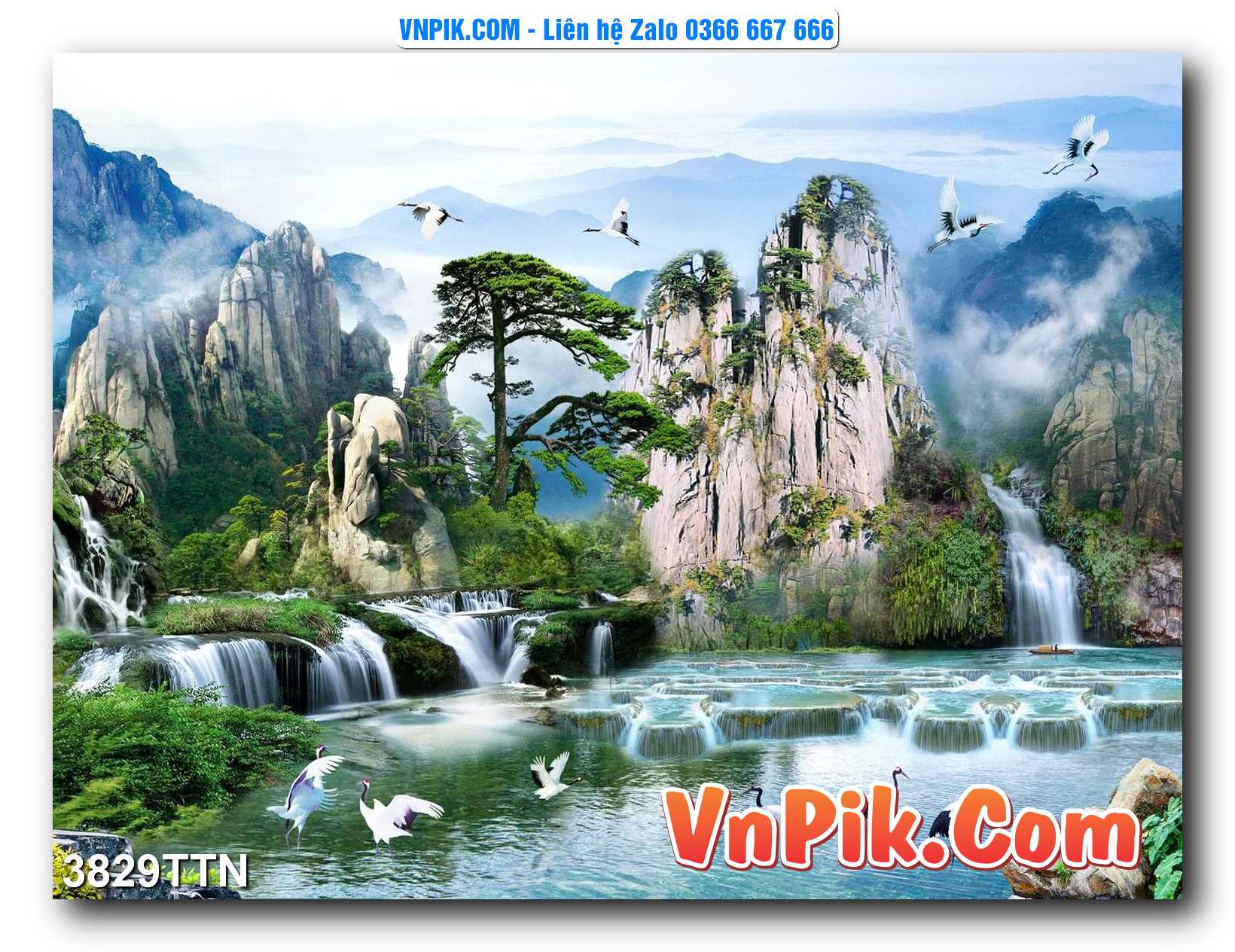 Tranh thác nước – Tranh phong thủy – Tranh treo tường mã 3829TTN