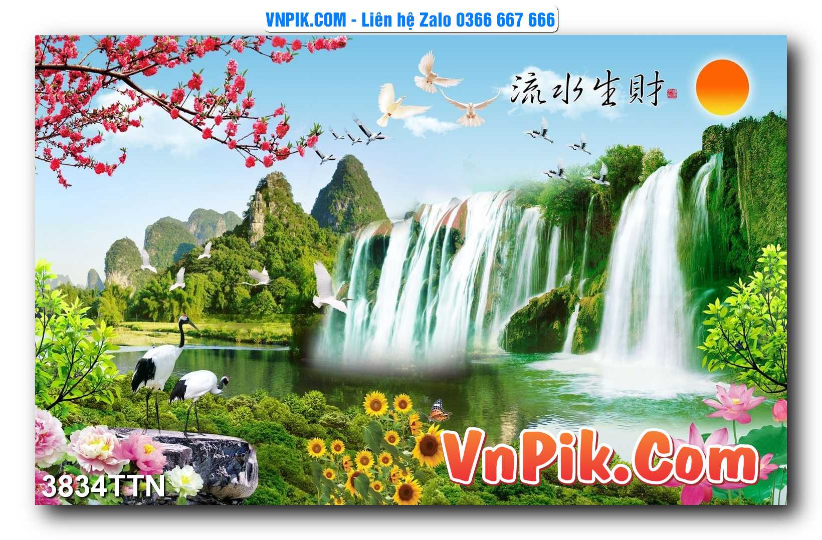 Tranh thác nước – Tranh phong thủy – Tranh treo tường mã 3834TTN