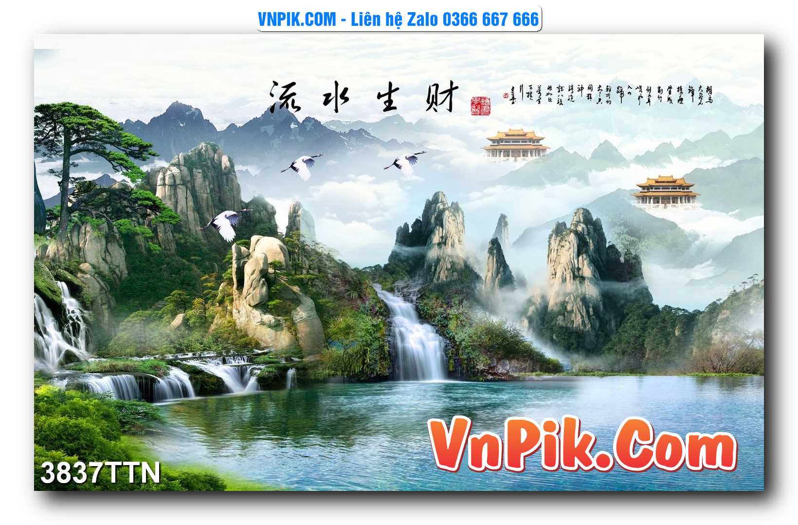 Tranh thác nước – Tranh phong thủy – Tranh treo tường mã 3837TTN