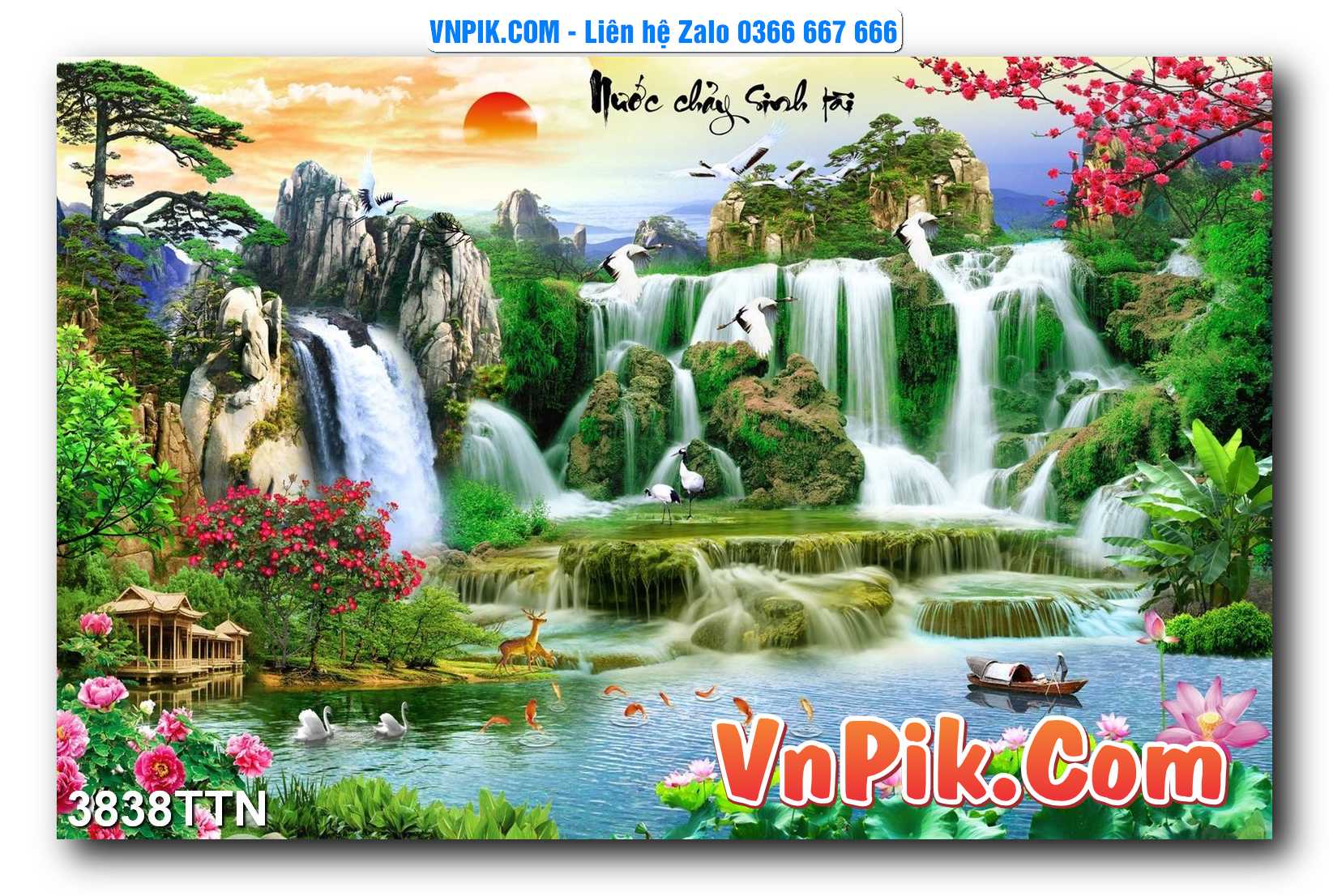 Tranh thác nước – Tranh phong thủy – Tranh treo tường mã 3838TTN