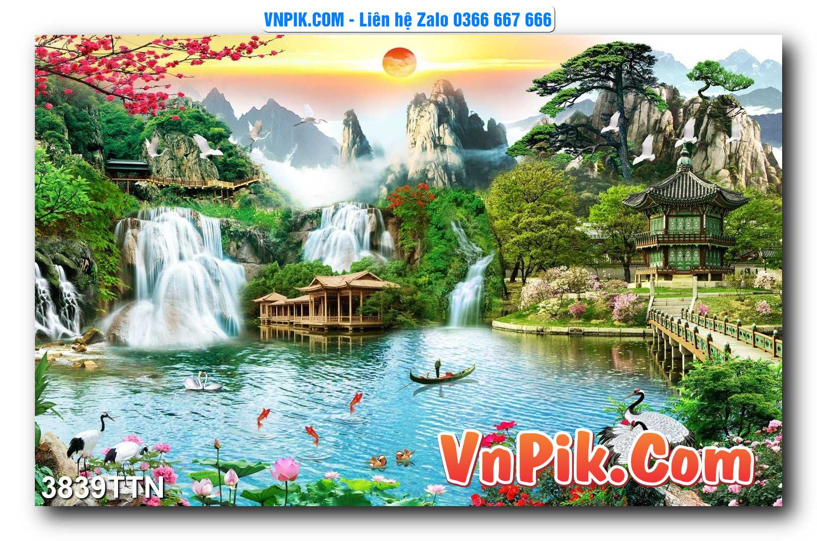 Tranh thác nước – Tranh phong thủy – Tranh treo tường mã 3839TTN