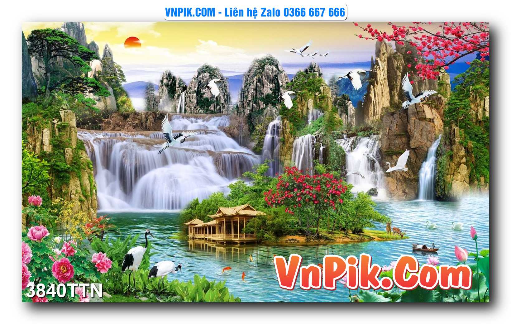 Tranh thác nước – Tranh phong thủy – Tranh treo tường mã 3840TTN