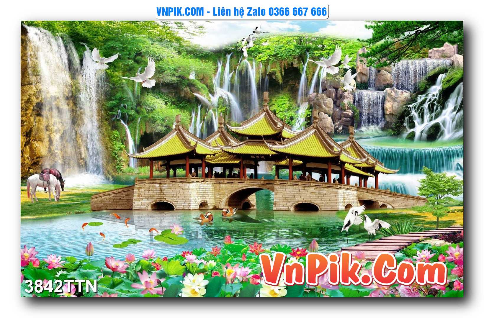 Tranh thác nước – Tranh phong thủy – Tranh treo tường mã 3842TTN