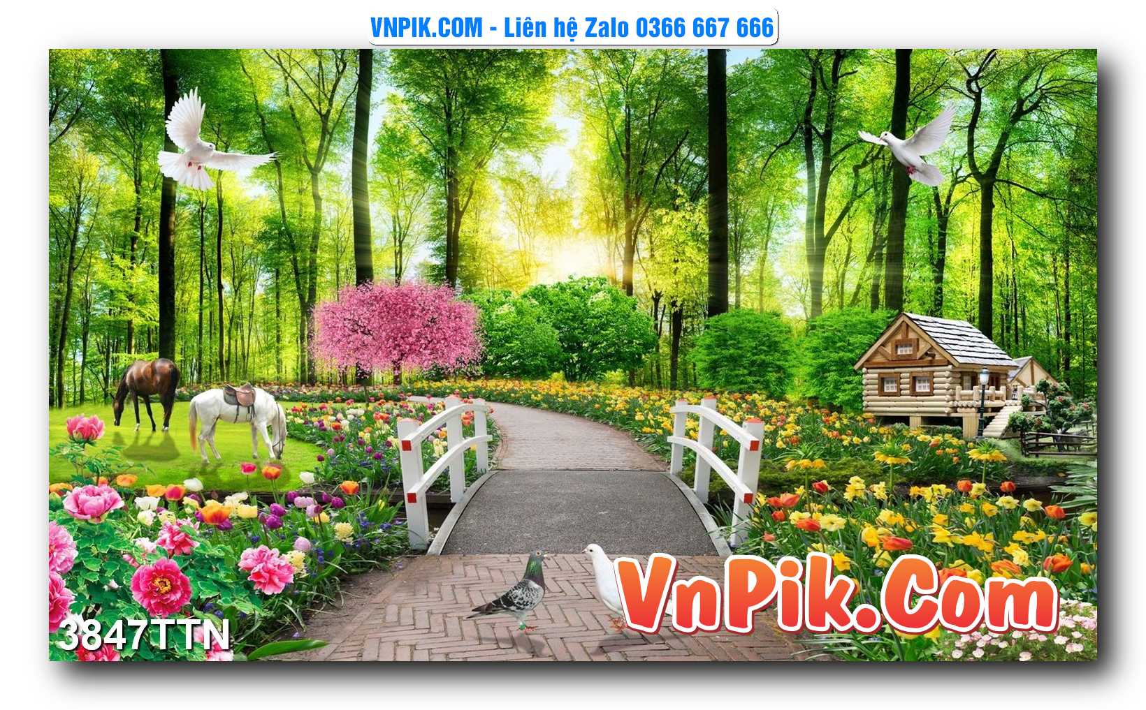 Tranh thác nước – Tranh phong thủy – Tranh treo tường mã 3847TTN