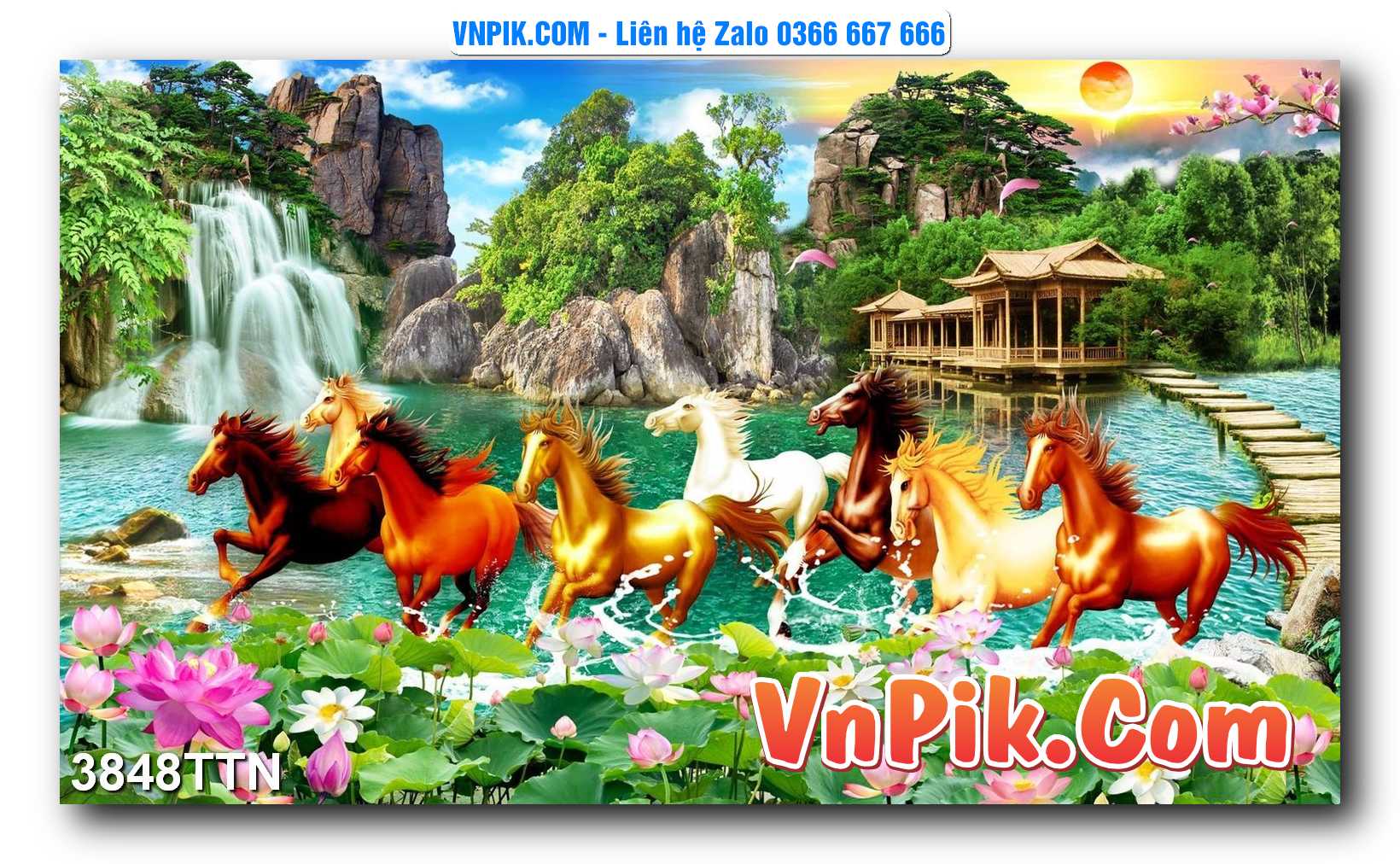 Tranh thác nước – Tranh phong thủy – Tranh treo tường mã 3848TTN