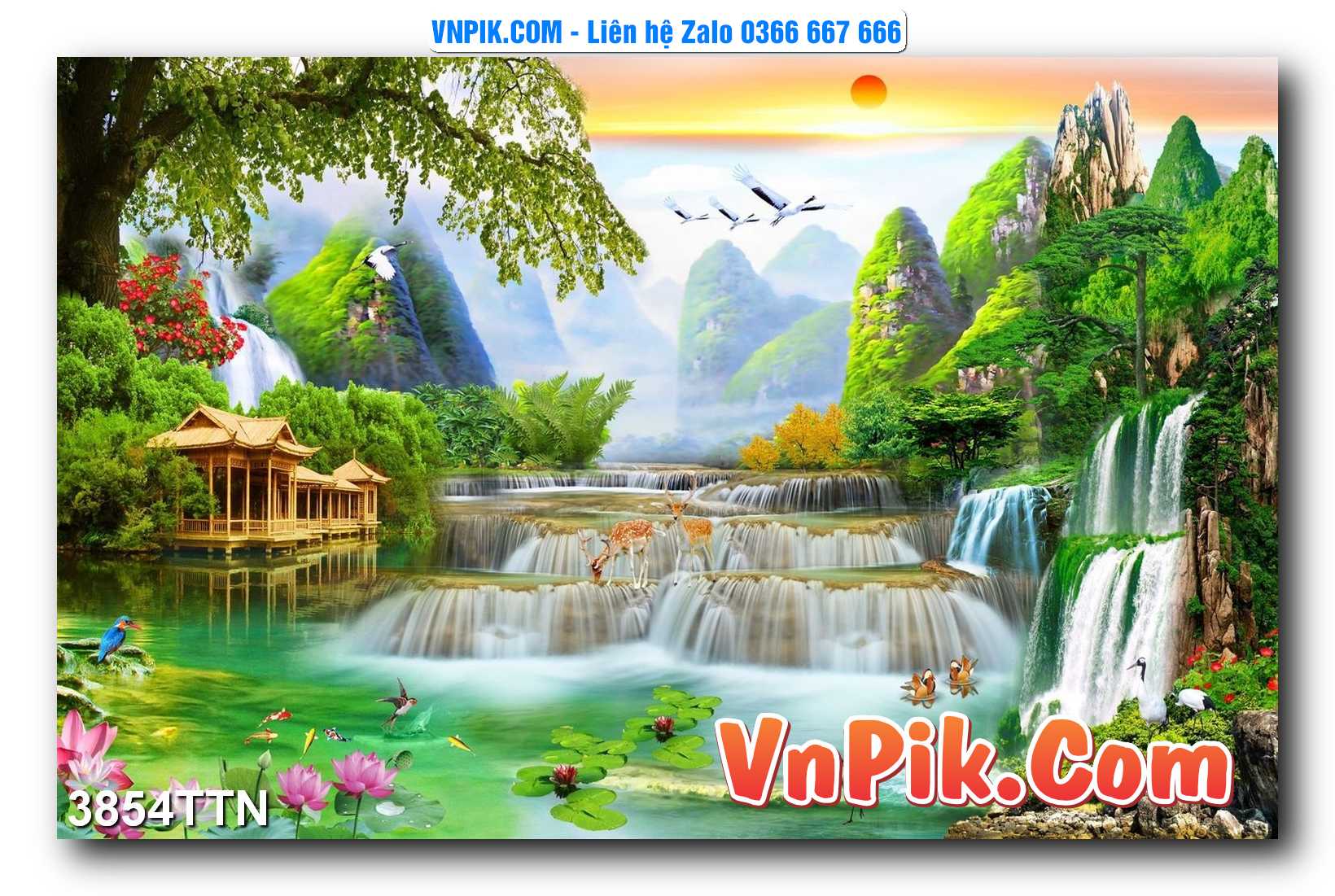Tranh thác nước – Tranh phong thủy – Tranh treo tường mã 3854TTN
